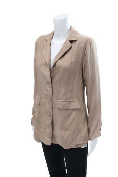 Dissh Womens Three Button Back Slit Light Weight Jacket Mocha Beige Size 6