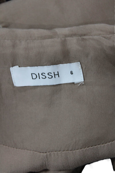 Dissh Womens Three Button Back Slit Light Weight Jacket Mocha Beige Size 6