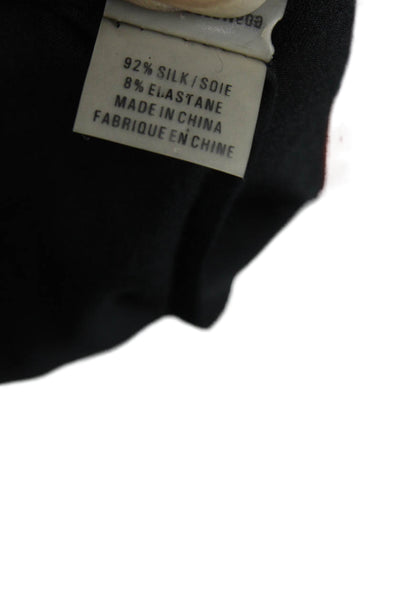 Elie Tahari Womens Long Sleeve Round Neck Tie Front Blouse Black Size M