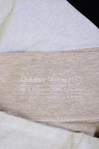 Outdoor Voices Womens Striped High Rise Pull On Leggings Beige Grey Size Small
