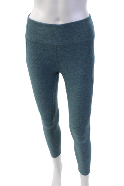 Outdoor Voices Womens Striped Pull On Cropped Leggings Blue Black Size Small