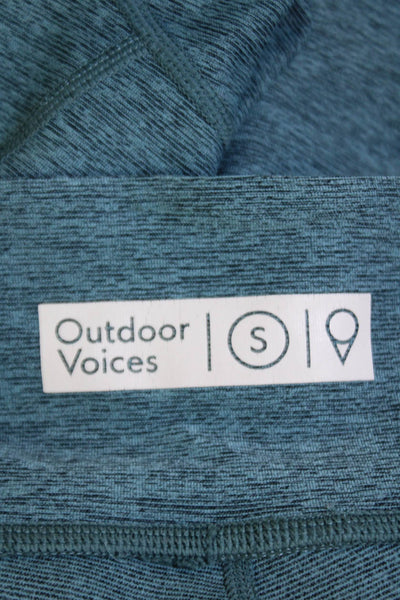 Outdoor Voices Womens Striped Pull On Cropped Leggings Blue Black Size Small
