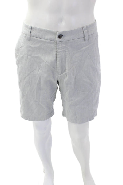 Lululemon Mens Cotton Zip Button Lined Pleated Dress Shorts Gray Size L