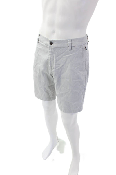 Lululemon Mens Cotton Zip Button Lined Pleated Dress Shorts Gray Size L