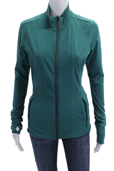 Athleta Womens Long Sleeve Front Zip Mock Neck Light Jacket Green Size Small