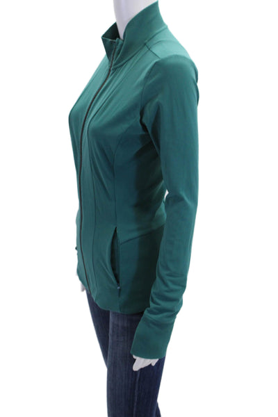 Athleta Womens Long Sleeve Front Zip Mock Neck Light Jacket Green Size Small