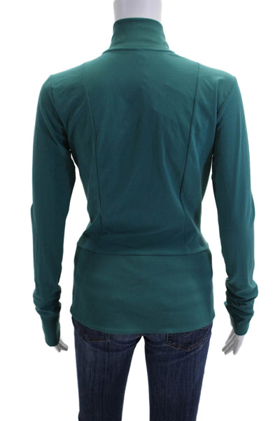Athleta Womens Long Sleeve Front Zip Mock Neck Light Jacket Green Size Small