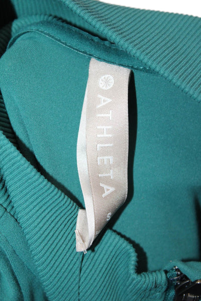 Athleta Womens Long Sleeve Front Zip Mock Neck Light Jacket Green Size Small