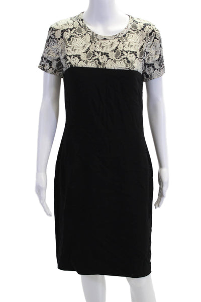 Stella McCartney Womens Floral Print Short Sleeves Dress Black White Size Small