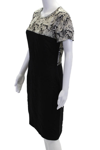 Stella McCartney Womens Floral Print Short Sleeves Dress Black White Size Small