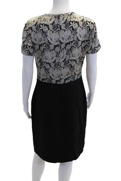 Stella McCartney Womens Floral Print Short Sleeves Dress Black White Size Small
