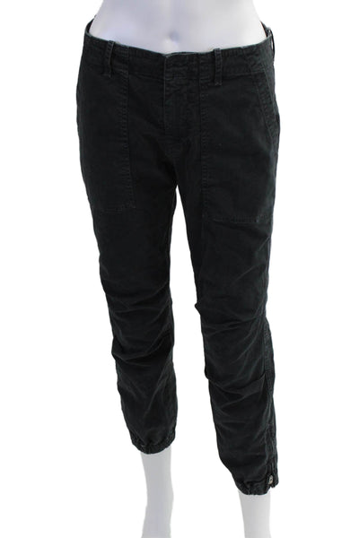 Nili Lotan Womens High Rise Zip Up Zip Ankle Jogger Pants Black Cotton Size 2