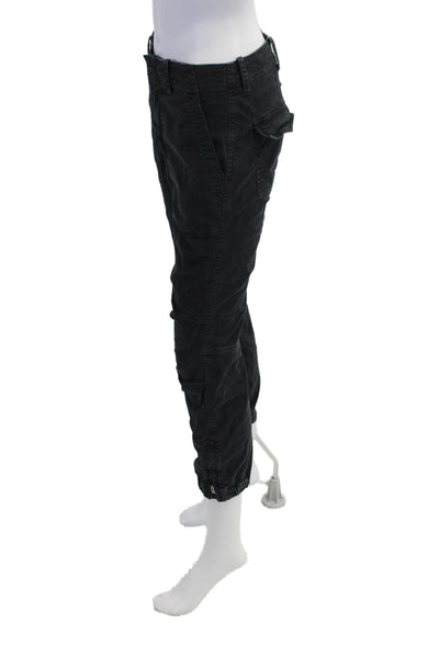 Nili Lotan Womens High Rise Zip Up Zip Ankle Jogger Pants Black Cotton Size 2