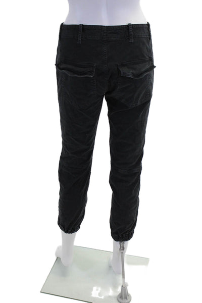Nili Lotan Womens High Rise Zip Up Zip Ankle Jogger Pants Black Cotton Size 2