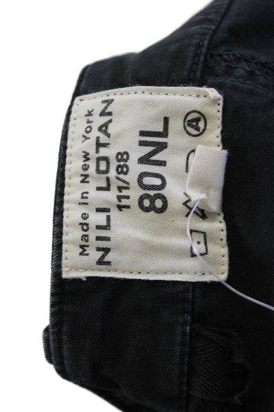 Nili Lotan Womens High Rise Zip Up Zip Ankle Jogger Pants Black Cotton Size 2