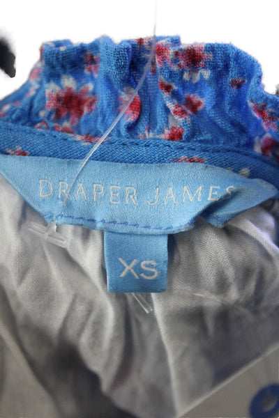 Draper James Womens Sleeveless V Neck Floral Mini Dress Blue Pink Cotton Size XS