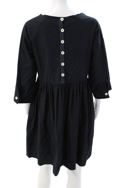 Avn Womens Long Sleeves A Line Dress Dark Ink Blue Cotton Size EUR 42