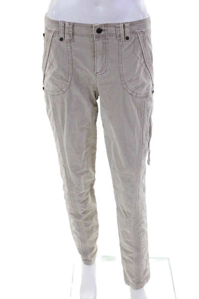 Marrakech Womens Mid Rise Zip Up Slim Leg Corduroy Pants Beige Cotton Size 27