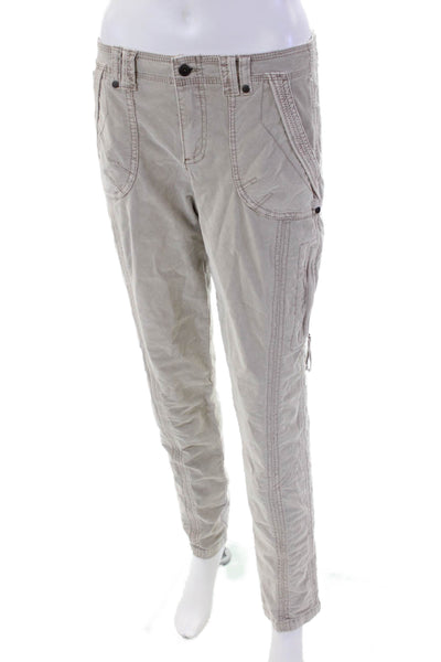 Marrakech Womens Mid Rise Zip Up Slim Leg Corduroy Pants Beige Cotton Size 27