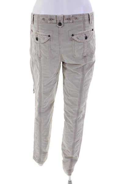 Marrakech Womens Mid Rise Zip Up Slim Leg Corduroy Pants Beige Cotton Size 27