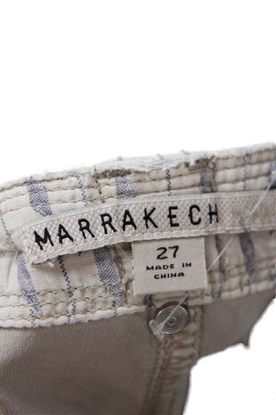 Marrakech Womens Mid Rise Zip Up Slim Leg Corduroy Pants Beige Cotton Size 27