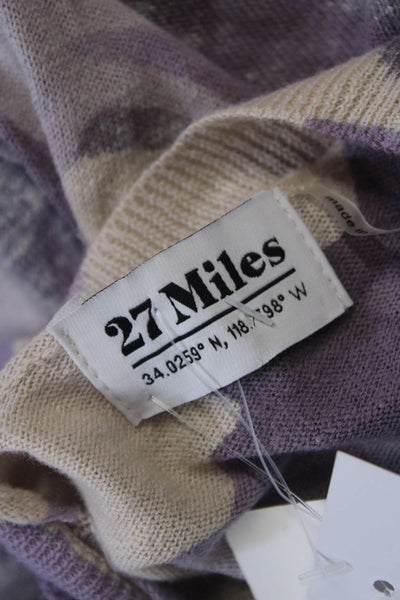 27 Miles Womens Long Sleeve Scoop Neck Camouflage Sweater Purple White Medium