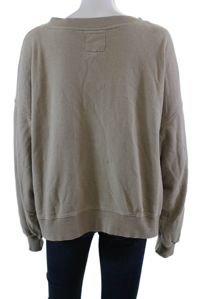 Chaser Womens Long Sleeve Three Button V Neck Sweater Brown Cotton Size Large