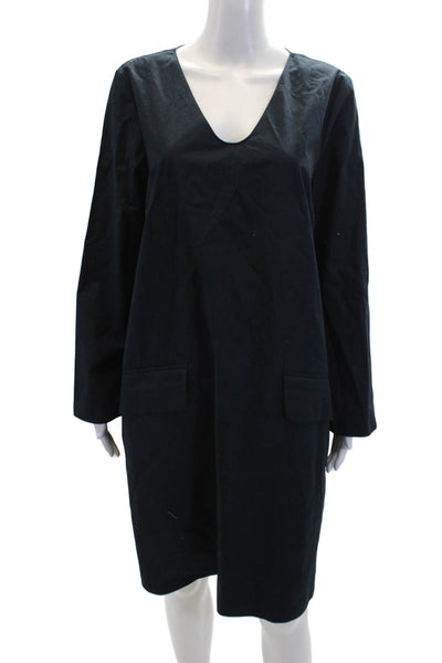 COS Womens Scoop Neck Long Sleeve Lined Midi Casual Dress Navy Size 12