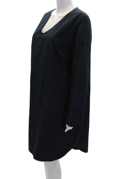 COS Womens Scoop Neck Long Sleeve Lined Midi Casual Dress Navy Size 12