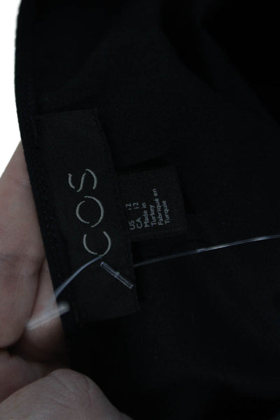 COS Womens Scoop Neck Long Sleeve Lined Midi Casual Dress Navy Size 12