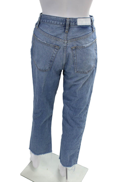 Re/Done Womens Cotton Distressed Straight Legged Casual Jeans Blue Size 26