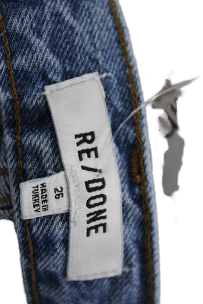 Re/Done Womens Cotton Distressed Straight Legged Casual Jeans Blue Size 26