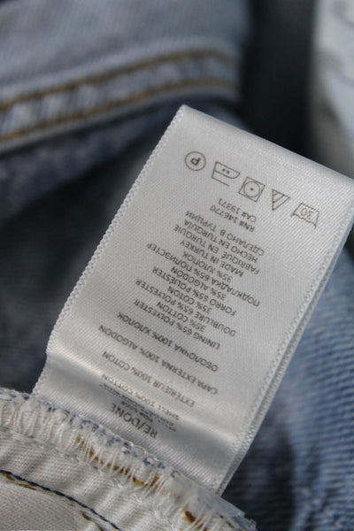 Re/Done Womens Cotton Distressed Straight Legged Casual Jeans Blue Size 26