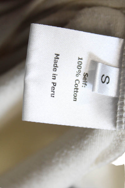 La Ligne Womens Cotton 3/4 Sleeve Striped Detail Casual Top Cream White Size S