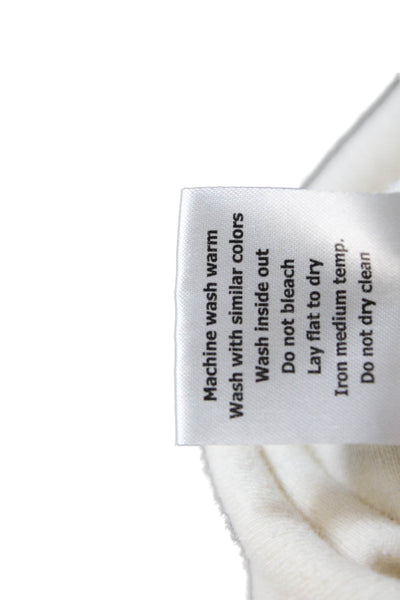 La Ligne Womens Cotton 3/4 Sleeve Striped Detail Casual Top Cream White Size S