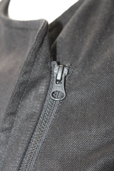 Vince Womens Linen Leather Long Sleeves Full Zipper Jacket Black Size 4