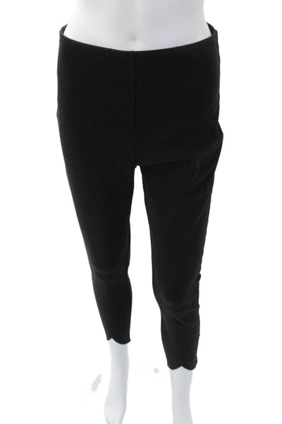 Lysse Womens High Rise Front Slit Skinny Leg Pants Black Cotton Size Medium