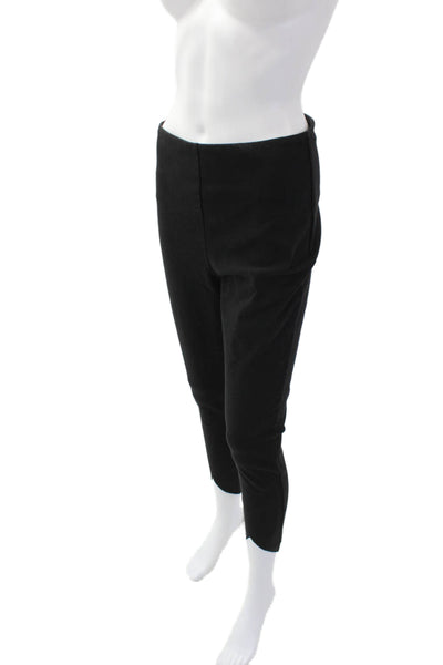 Lysse Womens High Rise Front Slit Skinny Leg Pants Black Cotton Size Medium