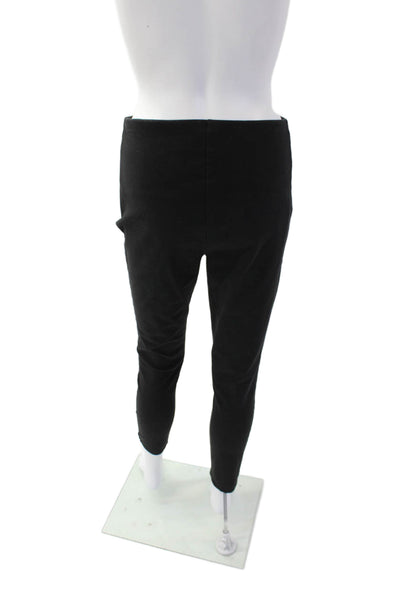 Lysse Womens High Rise Front Slit Skinny Leg Pants Black Cotton Size Medium