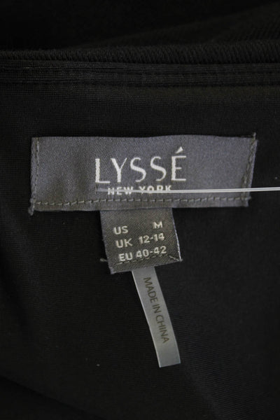 Lysse Womens High Rise Front Slit Skinny Leg Pants Black Cotton Size Medium