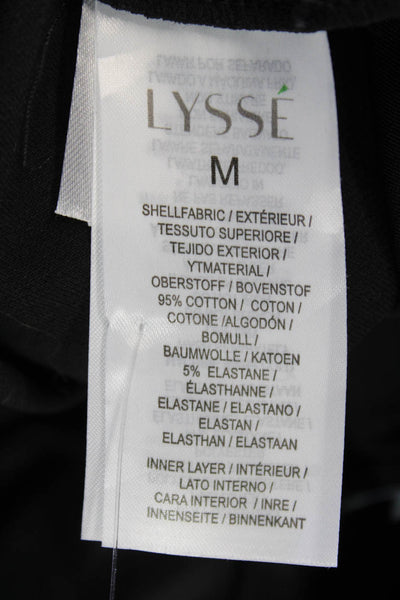 Lysse Womens High Rise Front Slit Skinny Leg Pants Black Cotton Size Medium