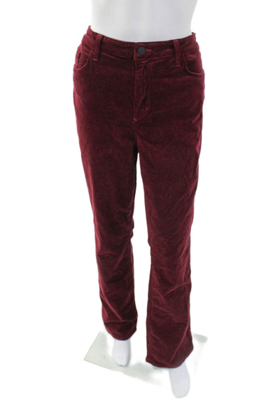 L'Agence Mens Stevie High Rise Straight Leg Pants Black Cherry Red Size 33