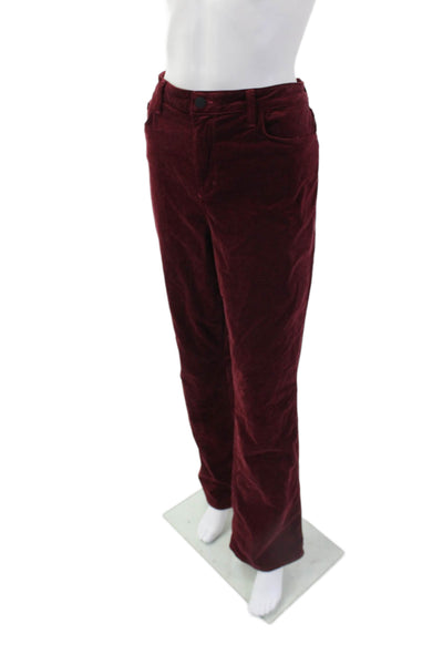 L'Agence Mens Stevie High Rise Straight Leg Pants Black Cherry Red Size 33