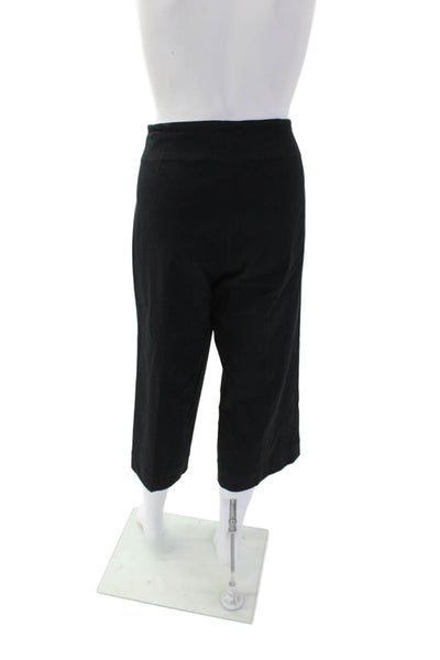 J Envie Womens Wide Leg High Rise Cropped Button Over Pants Black Cotton Size 4