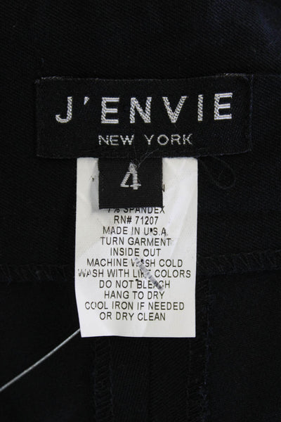 J Envie Womens Wide Leg High Rise Cropped Button Over Pants Black Cotton Size 4
