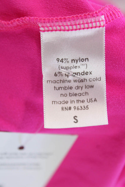 Susana Monaco Womens Short Sleeves Tiered Shirt Dress Neon Pink Size Small