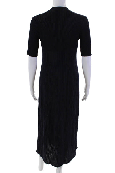 Frances Hart Womens Wool Ribbed Knit Short Sleeve Maxi Dress Navy Size XS/S