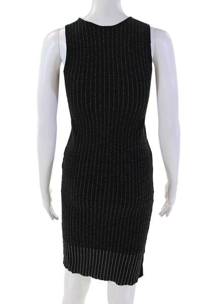 Grey Jason Wu Womens Wool Pinstripe Round Neck Mid-Calf Tank Dress Black Size XS