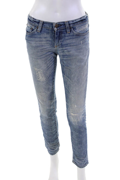 Simon Miller Womens Cotton Denim Five Pocket Low-Rise Skinny Jeans Blue Size 24