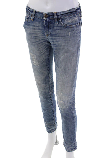 Simon Miller Womens Cotton Denim Five Pocket Low-Rise Skinny Jeans Blue Size 24